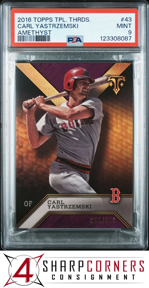 2016 TOPPS TRIPLE THREADS AMETHYST #43 CARL YASTRZEMSKI HOF #/340 POP 1 PSA 9 - Image 1 of 3