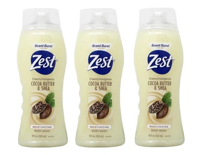 Увлажняющее масло какао и ши для мытья тела Zest — 18 унций, упаковка 3 шт. - Изображение 1 из 3