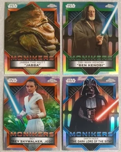 2023 TOPPS CHROME STAR WARS - 4 MONIKERS CARDS - OBI WAN JABBA DARTH VADER REY - Imagen 1 de 14