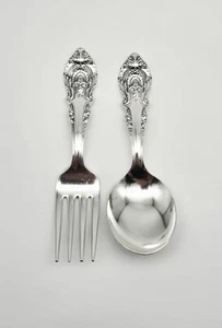 VTG Wallace Sir Christopher Sterling Silver Baby Spoon & Fork Set - 45.2 Grams - Picture 1 of 4