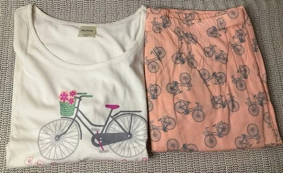 BLAIR WOMENS 2XL Cream/Peach Bicycle Print Pants 2 pc TunicLegging Pajama Set - Image 1 of 4