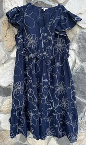 Crown & Ivy Midi Dress 3X Embroidered Boho Feminine Derby Brunch Wedding Guest - Picture 1 of 4