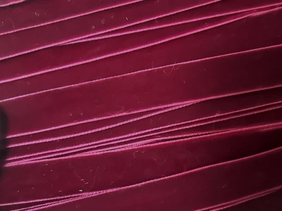 vintage velvet ribbon 5/8" made in Switzerland 25"pc fuchsia bordeaux - Image 1 of 4