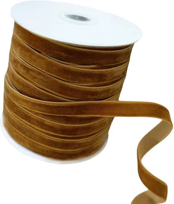50 Yards Coffee Brown Velvet Ribbon 3/8 Inch Gift Wrapping Christmas DIY Craft - Image 1 of 2