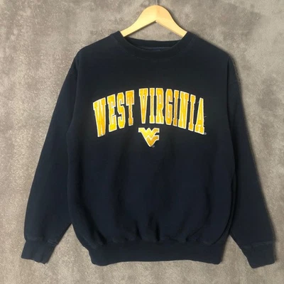 Sudadera Pullover Universitaria Vintage WVU Cuello Redondo Para Hombres Mediana Azul Marino Antigua Universidad Foto 1 de 4