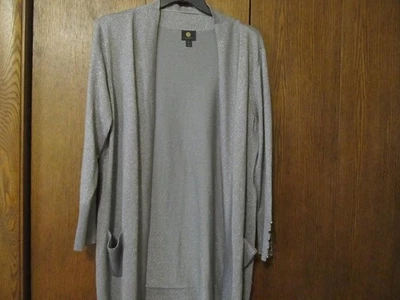 J & M Collection XXL  gray/silver ladies open style duster cardigan - Image 1 of 4