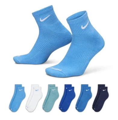 Nike Everyday Plus Dri-FIT Ankle Socks 6 Pairs Blue Game Royal Navy Medium 6-10 - Image 1 of 4