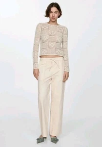 Mango Damen Hose Elastischer Bund Straight Fit Baumwolle, Größe M - Bild 1 von 9