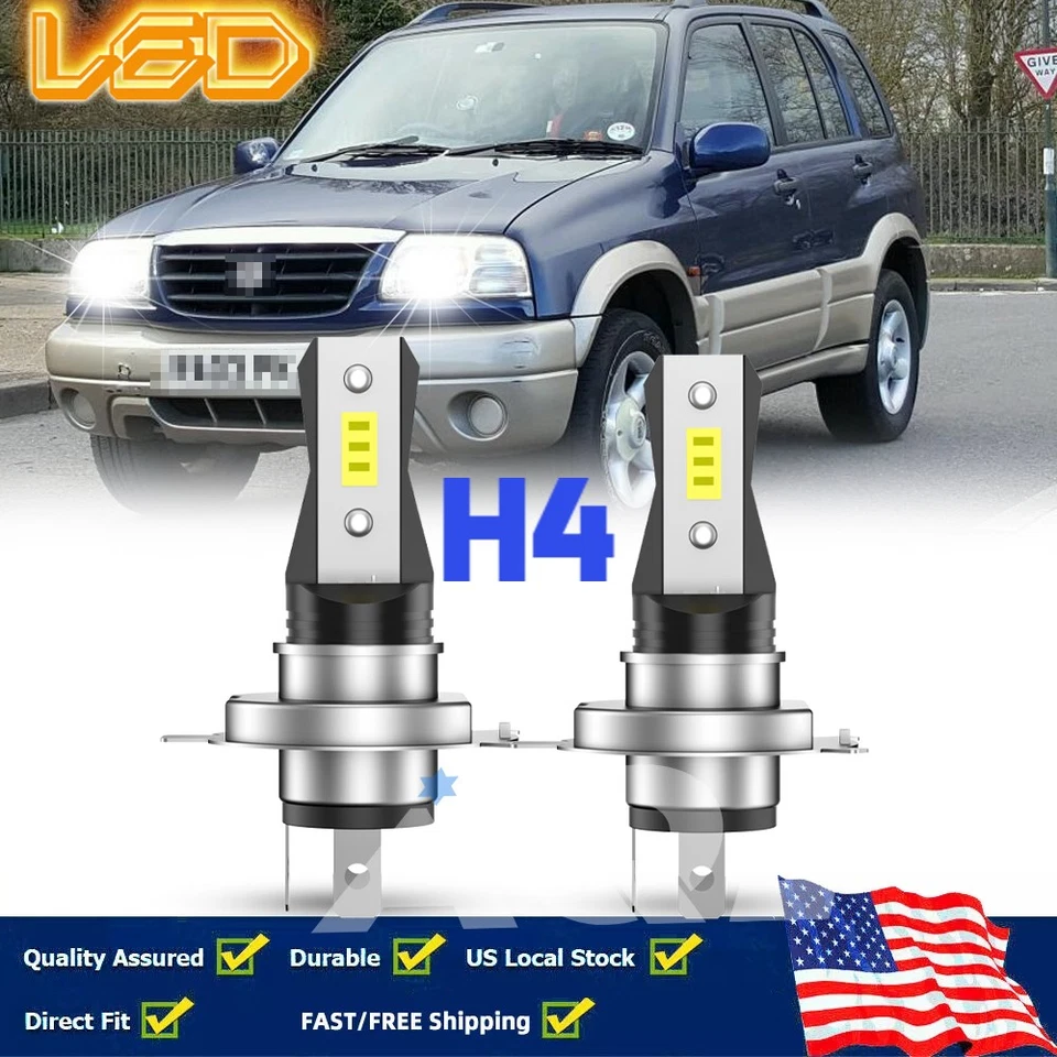 H4 9003 LED Headlight Hi/Lo Beam White Combo For Suzuki Vitara 1999-2003 Foto 1 de 4