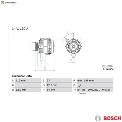 GENERATOR 0 986 049 000 FÜR SAAB 9-5 9-3X A19DTR Z19DTR/19DTH/19DT 1.9L 4cyl 9-3 - Image 1 of 4