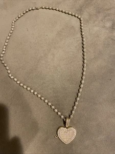 18” lab Diamond chain & 3Ct Lab-Created Diamond Cluster Heart Pendant 925 Sliver - Picture 1 of 6
