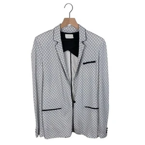 Giacca Forte Forte blazer stampato viscosa taglia III donna grande bianco blu Italia - Foto 1 di 16