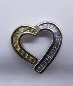 14K Gold White & Yellow Diamond Heart Pendant Dia=1.25 Carat F-VS2 Value=$5,950 - Picture 1 of 9