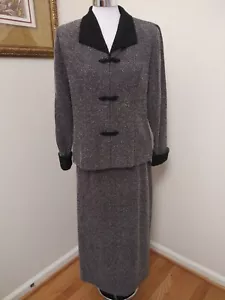 Vintage 80s-90s Miss Dorby Grey and Black Jacket & Pencil Skirt Set 12 EUC - Picture 1 of 12