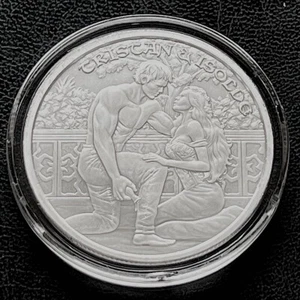 1 oz leggende medievali Tristano e Isotta argento rotondo nuovo - Foto 1 di 3