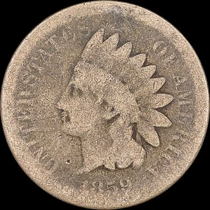 1859 1C Indian Head Cent No Shield Uncertified Circulated BN - Picture 1 of 2