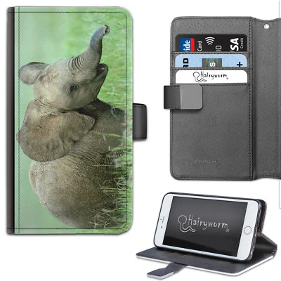 Baby Elephant Phone Case;PU Leather Side Flip Phone Cover For Apple/Samsung - Image 1 of 4