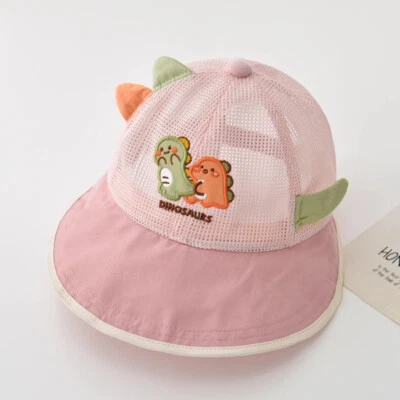 Gorra de pato bebé niños ala ancha protección solar sombrero dinosaurio dibujos animados sombreros de malla delgada Foto 1 de 4