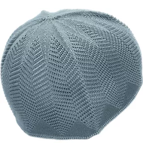 Cappello da preghiera turco islamico da uomo lavorato a maglia cotone kufi takke teschio nd1 - grigio - Foto 1 di 1