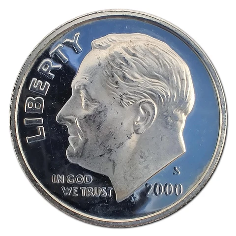 2000-S Proof Roosevelt Dime 90% Silver Cover