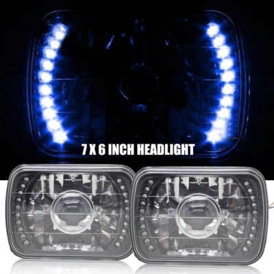Pair 7x6" 5x7" DOT Halo LED Headlights For GMC Safari C6500 C7500 Topkick Lamps - Image 1 of 4