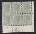 Sierra Leone. 1884. SG27. 1/2d dull green Control 53 block x 6. Unmounted mint.