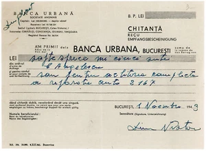 Romania, 1943, Vintage Bill / Receipt - Revenue / Fiscal Stamps / Cinderellas - Picture 1 of 2