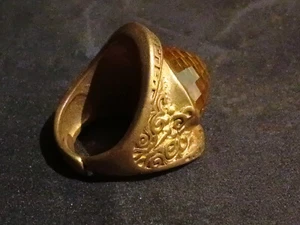 Unusual Hand Made Tibetan Brass Inlay Gemstone Ring TT038 - Picture 1 of 6
