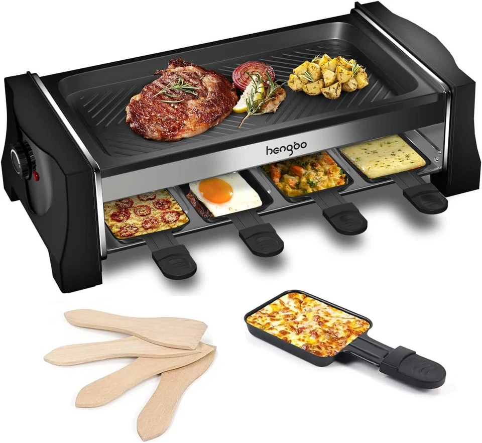 Raclette Griglia Elettrica 8 Persone Barbecue Piastra da tavolo 1100W - Изображение 1 из 4