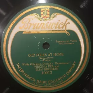 NEAR MINT! DVORAK’s "Old Folks At Home" Virginia Rea 78 rpm 1920 BRUNSWICK 10013 - Picture 1 of 4
