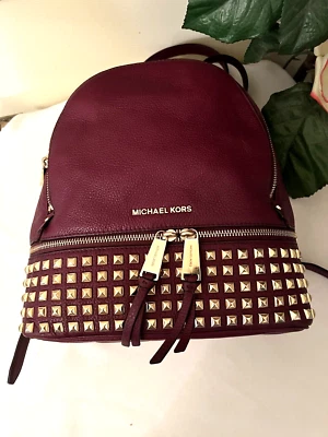 🌞MICHAEL KORS RHEA CREMALLERA PIRÁMIDE TACHUELA CUERO MD MOCHILA ESCUELA DE VIAJE Foto 1 de 4