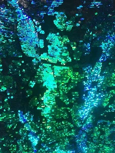 New Mermaid Black Green Flip Up Sequins On Stretch Velvet Base 58/60" Sold By YD - Picture 1 of 3