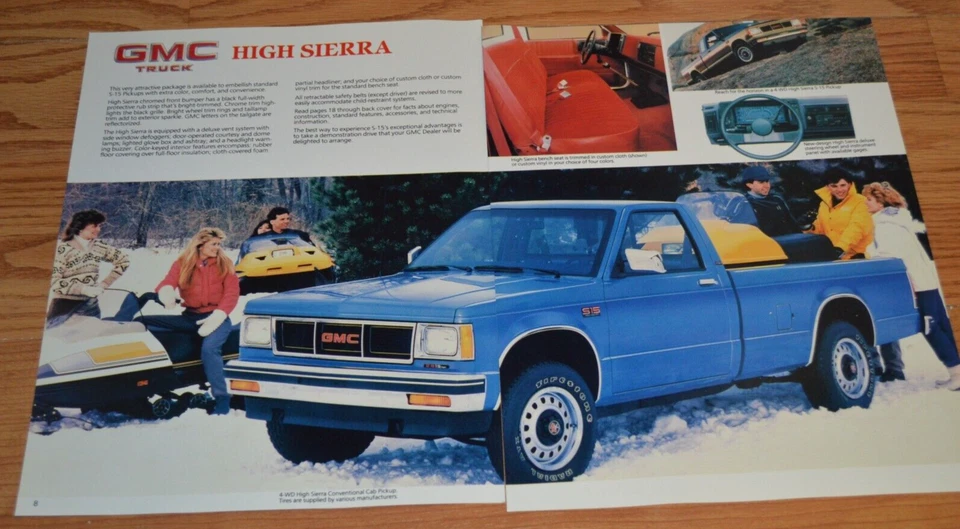 1986 GMC S15 HIGH SIERRA 4X4 CAMINHÃO ANÚNCIO REVENDEDOR ORIGINAL 86 PICKUP - Imagem 1 de 1