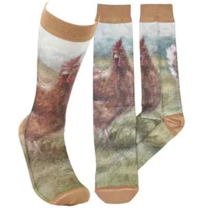Calcetines altos a la rodilla unisex para pollos talla M/L primitivos de Kathy Novelty nuevos - Imagen 1 de 2