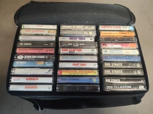 Case Logic 60 Cassette Holder Dual Sides & Filled w/ Classic Rock Tapes - Picture 1 of 3