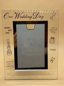 Sixtrees Limited Moments "Our Wedding Day" Stylish Glass & Silver 4"x6" Frame - Picture 1 of 11
