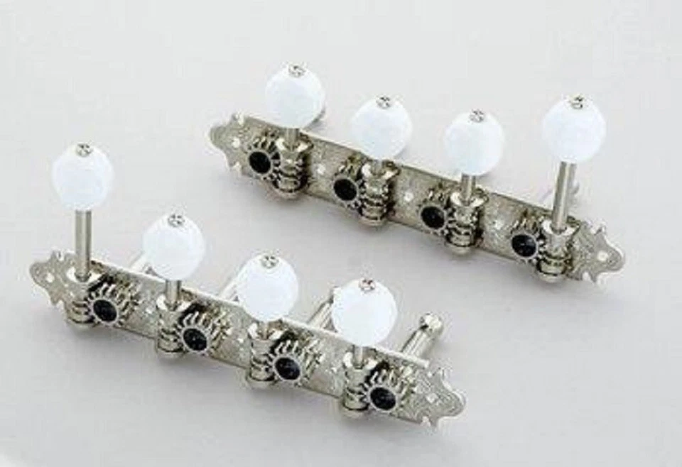 NEW - Gotoh MF40 "F" Style Tuning Keys For Mandolin, White Buttons - NICKEL - Image 1 of 1