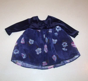 Infant Girl's Casey J Navy Blue Velvet with Floral Skirt Dress 24 Months - Picture 1 of 2