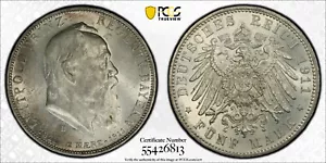 1911 D Bavaria 5 Mark PCGS MS62 Birthday - Picture 1 of 5