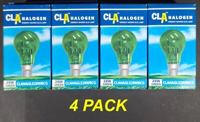 4 x GREEN Coloured Bayonet Festoon Light Globes 28W B22 Halogen Bulbs - Image 1 of 4