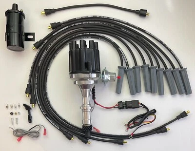 pequena tampa PONTIAC 389 400 455 DISTRIBUIDOR HEI FÊMEA + BOBINA PRETA + FIOS 8,5mm - Imagem 1 de 2