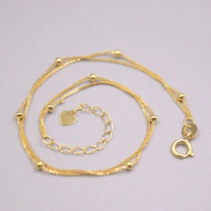 New Pure 18K Yellow Gold Bracelet For Woman 7.48inch Double Wheat Link Chain - Picture 1 of 7