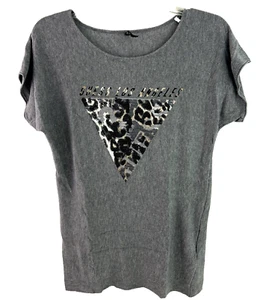 Guess Los Angeles Women's Sequin Short Sleeve Shirt Size Small - Picture 1 of 5