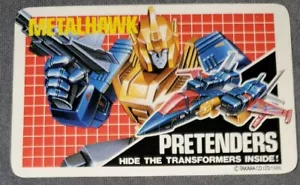 Rare G1 TAKARA Transformers Pretenders METALHAWK collectible CARD (No FIGURE) - Picture 1 of 2