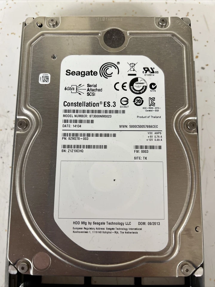 *NEW ZERO HOURS**-ST3000NM0023 Seagate 3TB 7200RPM 6Gbps 3.5" SAS SERVER HD - Image 1 of 1