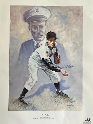 BOB FELLER AUTOGRAPHED 16x20 POSTER CLEVELAND INDIANS W/COA Sharp Signature! - Imagem 1 de 3