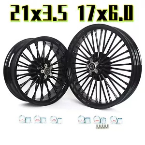 21X3.5 17X6 Fat Spoke Wheels Rim for Harley Softail Fatboy Dyna Wide Glide FXDWG - Picture 1 of 12