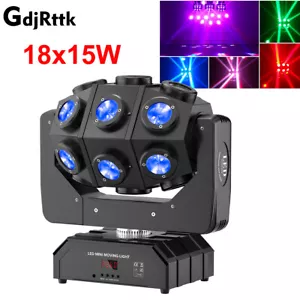 Cabezal móvil 18 LED haz giratorio DMX512 luz de escenario RGBW DJ discoteca fiesta club - Imagen 1 de 9