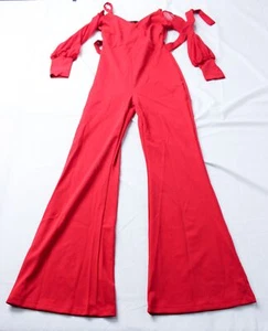 Fashion Nova Women's Falling For Your Charm Long Sleeve Jumpsuit BL1 Red Medium - Picture 1 of 4