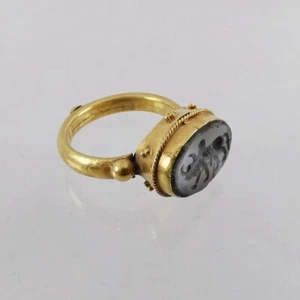 Anello antico sasanide sulemani oro toro sasanide intagliato #422 - Foto 1 di 8